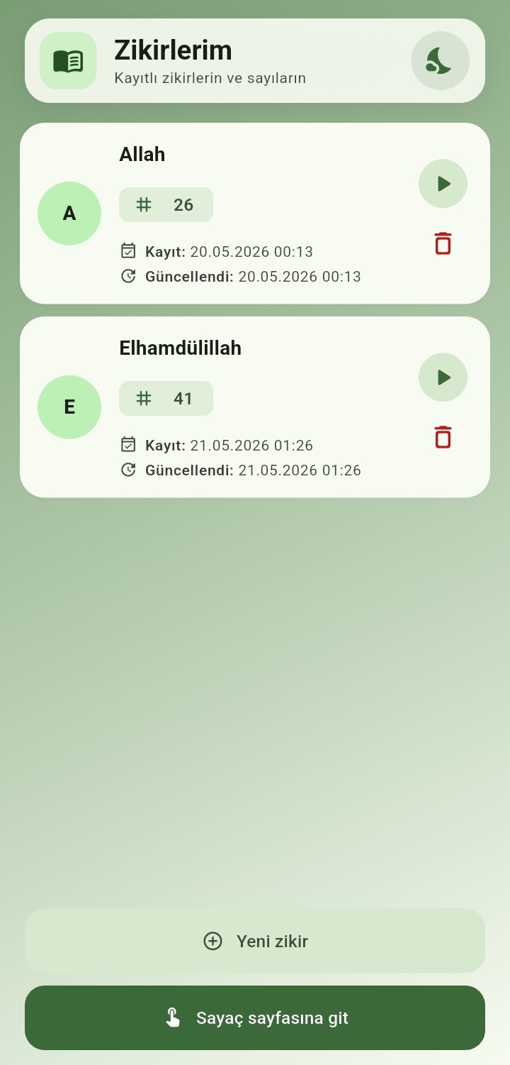 Zikirmatik zikir listesi